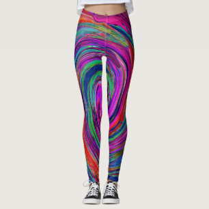 Leggings Groovy Resumen Retro Magenta Bañada Arcoiris Oscur