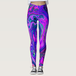 Leggings Groovy Resumen Retro Magenta y Púrpura Swirl