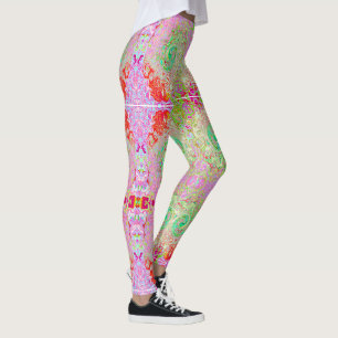 Leggings Groovy Resumen Retro Pastel Bolsa Líquida Verde