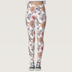 Leggings Groovy Retro Flores Vintage años 70 años 60 Rosa f