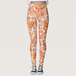 Leggings Groovy Retro Naranja Florals