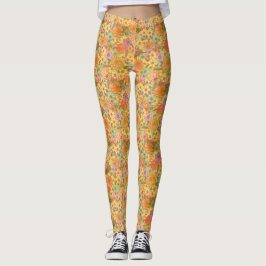 Leggings Groovy Retro Summertime Protea Y Patrón De Daisy
