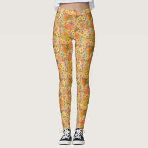 Leggings Groovy Retro Summertime Protea Y Patrón De Daisy