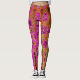 Leggings Groovy rosa caliente Resumen Olas atómicas retro