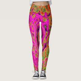 Leggings Groovy Rosado Caliente Resumen Remoto Líquido