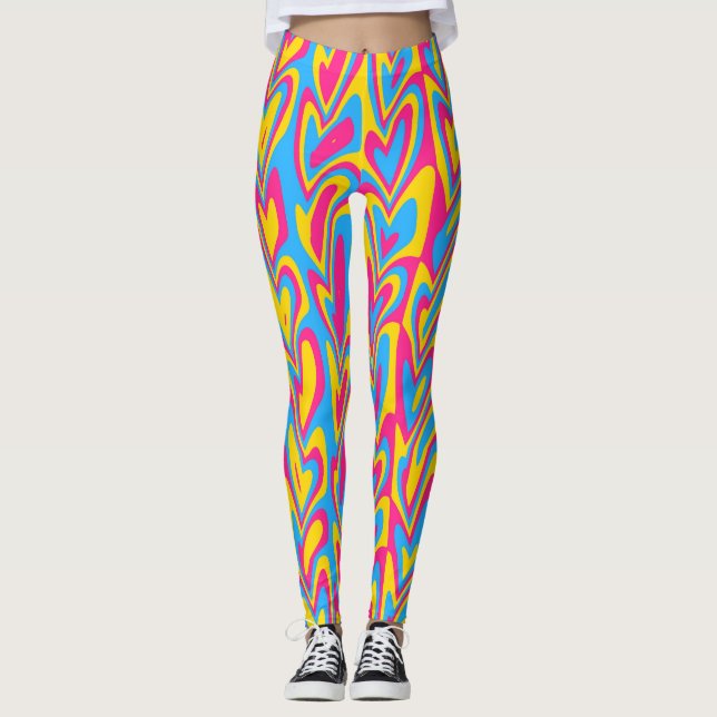 Leggings Groovy Trippy Orgullo de Pansexual quisquilloso (Anverso)