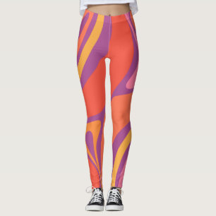 Leggings Groovy Trippy Retro Estético Resumen Colorido