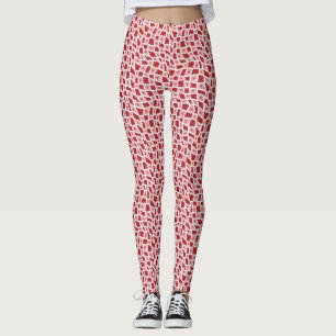 Leggings Groovy Wavy Trippy 60 Flores Cheques Rojo Rosa