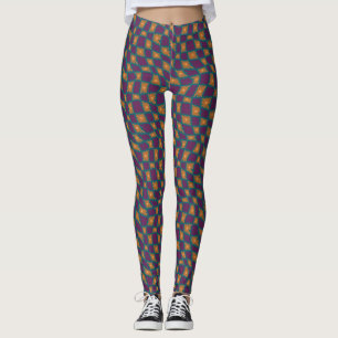 Leggings Groovy Wavy Trippy Naranja Cheques de flores de 60