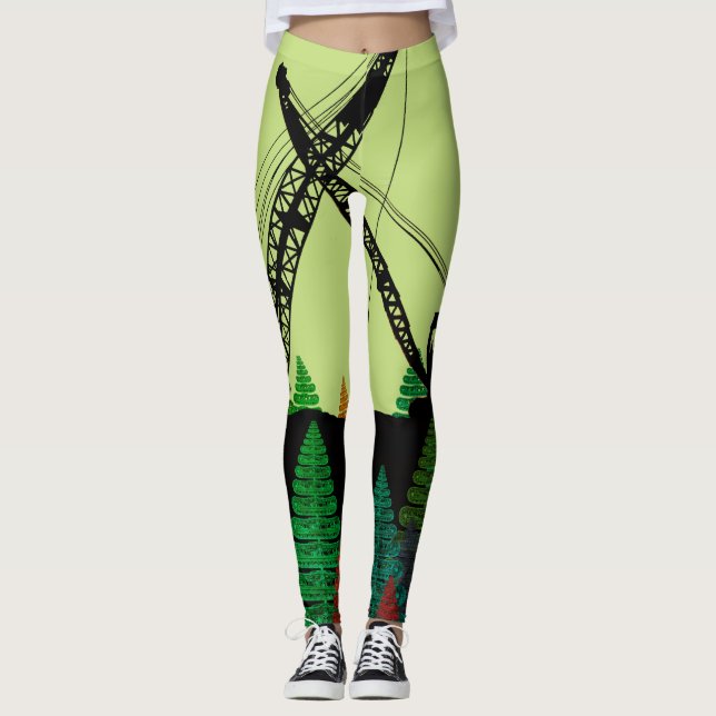 Leggings Grúa de correa eslabonada del arte de la fantasía (Anverso)