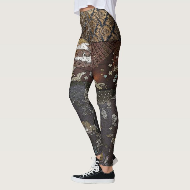 Leggings Grúa de seda imperial púrpura del dragón (Izquierda)