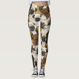 Leggings Grumpy Pugs / Gracioso Patrón de Cachorros de Pug