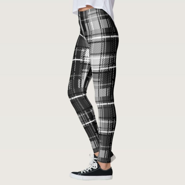 Leggings Grunde Blanco Negro Flannel Tartán Diseño (Subido por el creador)