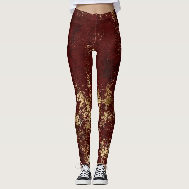 Leggings Grunge Antiguo Dorado Carmesí (Anverso)