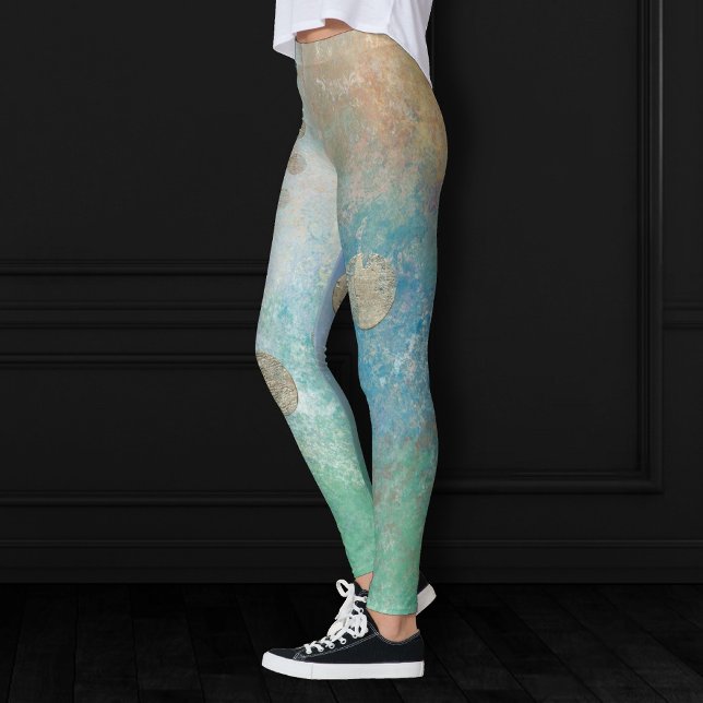 Leggings Grunge costero | Oro azul y verde acuarela (Subido por el creador)