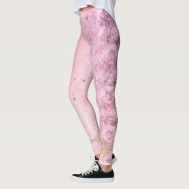 Leggings Grunge de Damasco de rosas rosadas - Piernas