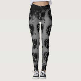 Leggings Grunge Heart de la Cinta de Concienciación Gris
