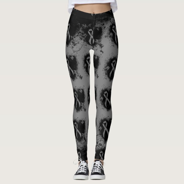 Leggings Grunge Heart de la Cinta de Concienciación Gris (Anverso)