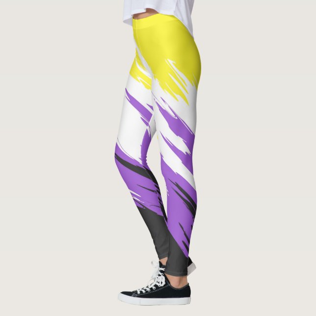 Leggings Grungy Funky ZigZag Resumen Bandera del Orgullo No (Izquierda)