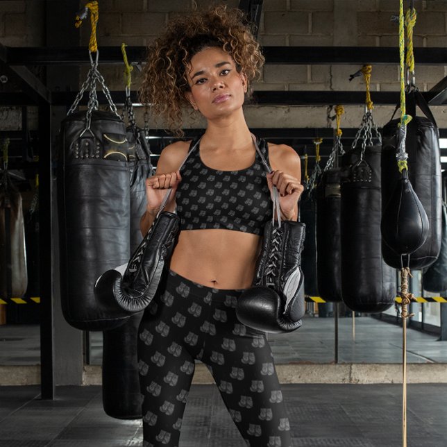 Leggings Guantes de boxeo Patrón colgante Deporte Negro gri (Subido por el creador)