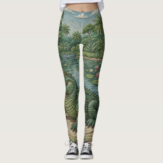 Leggings Guardián de los Humedales: Cocodrilo Bordado