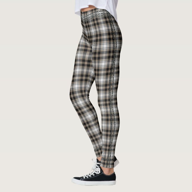 Leggings Guarnecido de la cadena de tracción de tartán blan (Izquierda)