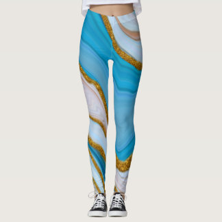 Leggings Guay Blue and Gold Marble Look Yoga
