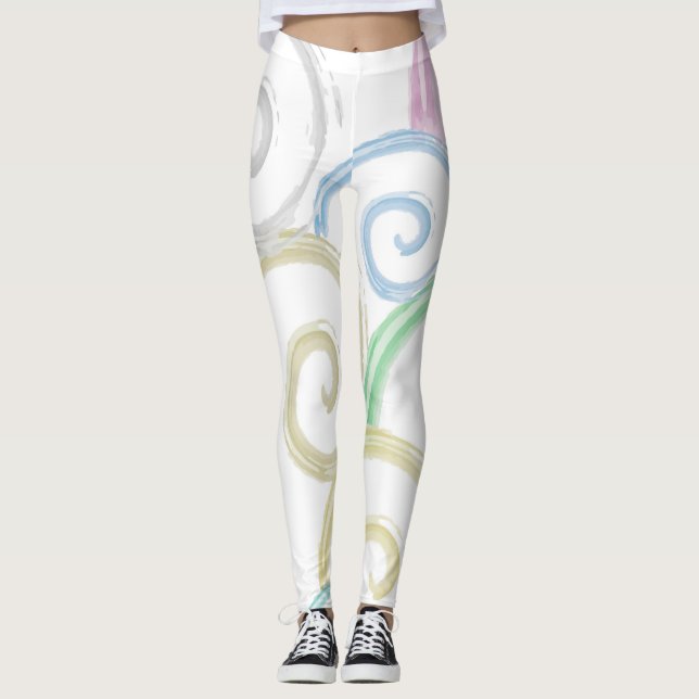Leggings Guay, cepillos modernos de color de las olas (Anverso)