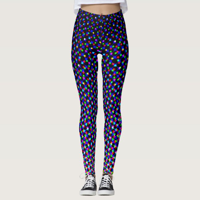 Leggings Guay Color púrpura moderno semitono Píxel Digit Ge (Anverso)