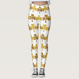 Leggings Guay Gold Irish Shamrock Clover Patrons Day