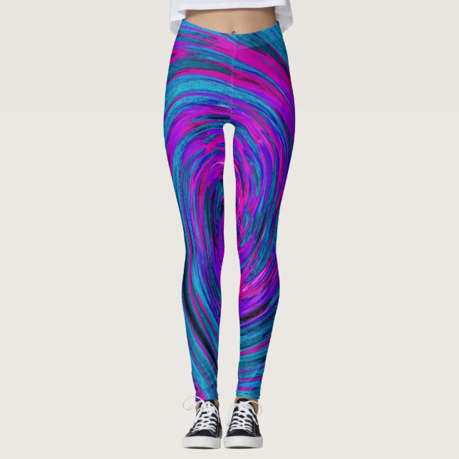 Leggings Guay Hot Pink, Purple and Blue Abstract Retro (Anverso)