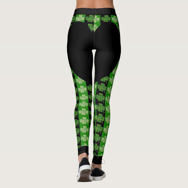 Leggings Guay Irlandés Shamrock blanco brillante corazón (Reverso)
