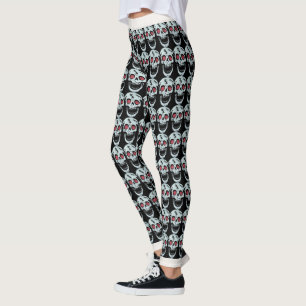 Leggings Guay Laughing White Skull Red Faux Purpurina Eyes
