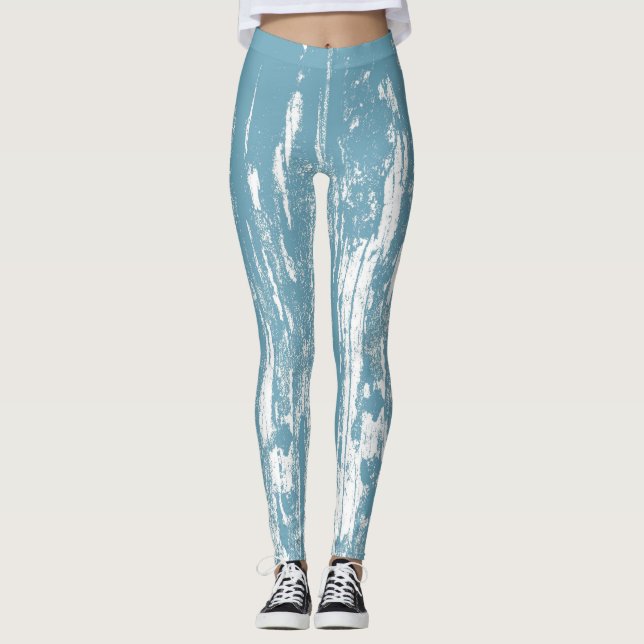 Leggings Guay moderno, angustiado, abstracto, azul (Anverso)