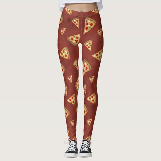 Leggings Guay pizza slices vintage patrón rojo (Anverso)