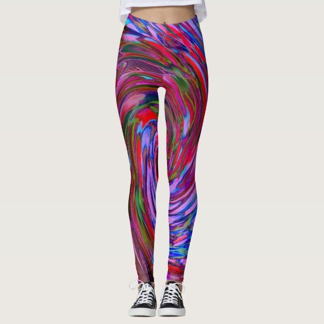 Leggings Guay Red, Blue and Pink Abstract Floral Swirl (Anverso)