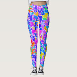 Leggings Guay Resumen de mosaico geométrico colorido neón r