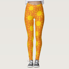 Leggings Guay Resumen Patrón De Sol Amarillo En Naranja