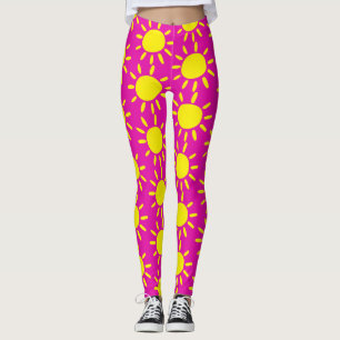 Leggings Guay Resumen PInk Y Patrón Sol Amarillo De Verano