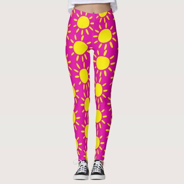 Leggings Guay Resumen PInk Y Patrón Sol Amarillo De Verano (Anverso)