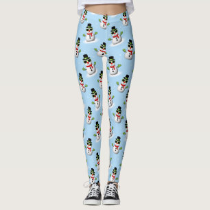 Leggings Guay Snowman Navidades Patrón azul invernal