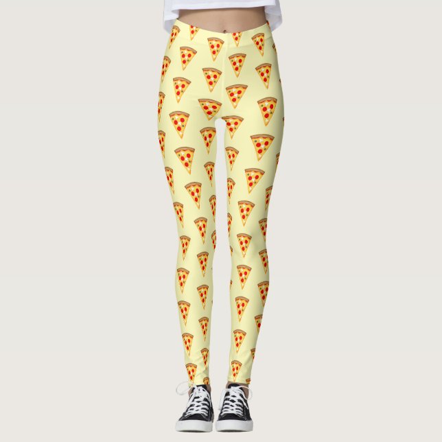 Leggings Guay y la diversión de las pizzas patrón amarillo  (Anverso)