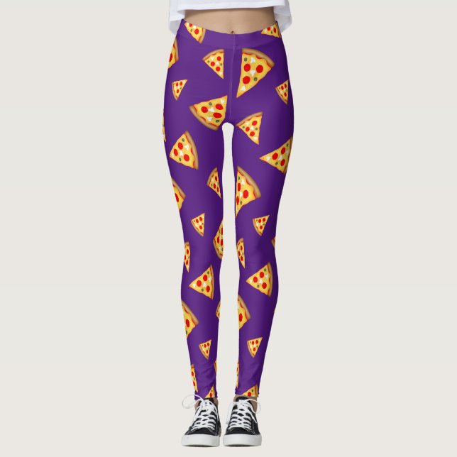 Leggings Guay y la diversión de las pizzas patrón púrpura (Anverso)