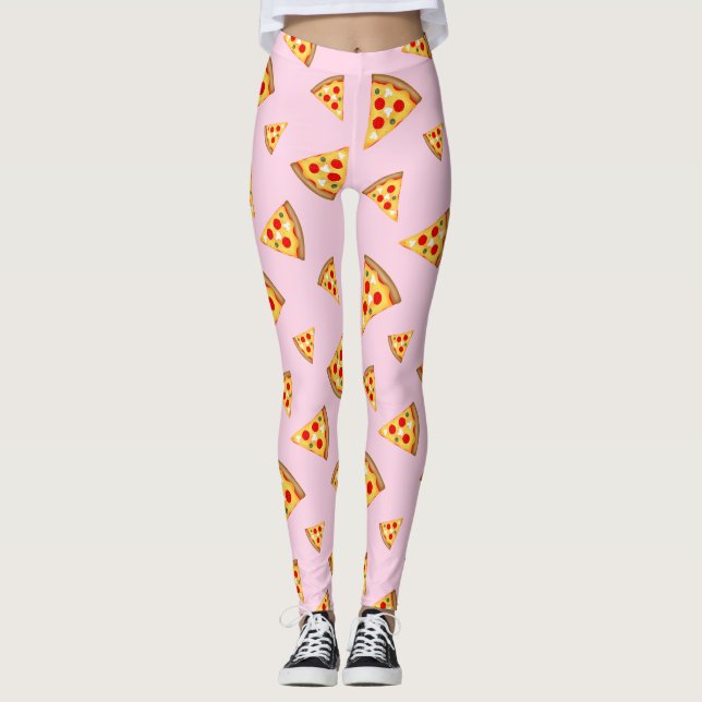 Leggings Guay y las rebanadas de pizza divertidas patrón ro (Anverso)