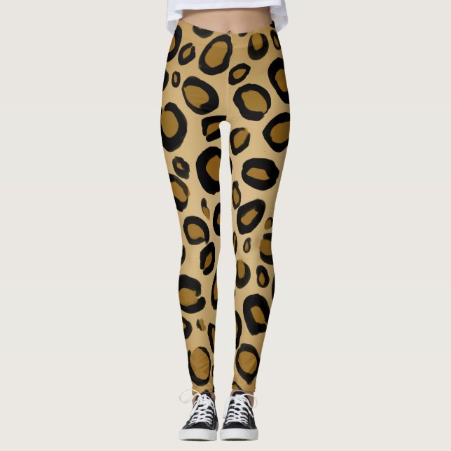 Leggings Guepardo Pintado Estampado de Leopardo Manchas Dor (Anverso)
