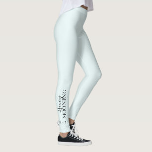 Leggings Guión de luna de miel azul con monogramos y corazó