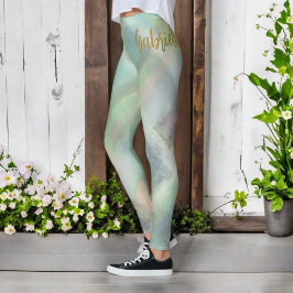 Leggings Guión monograma corto platillo verde verde azulado