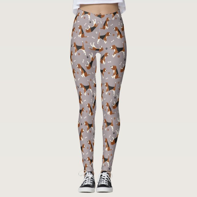 Leggings Guirnaldas de Beagles y hueso Gris (Anverso)
