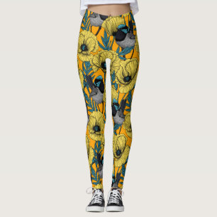 Leggings Guirnaldas de hadas y amapolas de amarillo