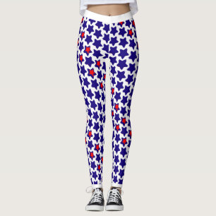 Leggings Guirnaldas rojas de estrellas azules rojas